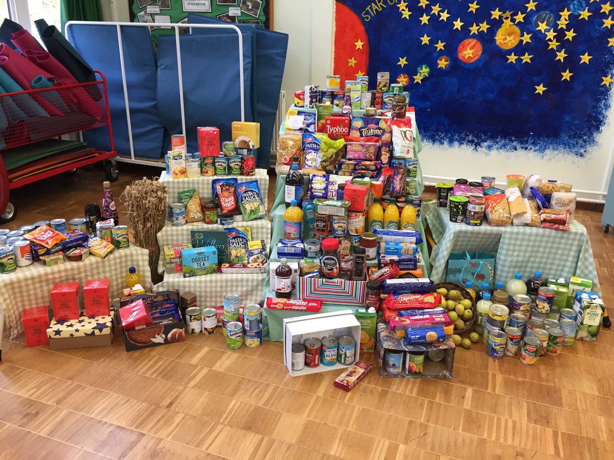 Harvest festival donations today for the food bank.