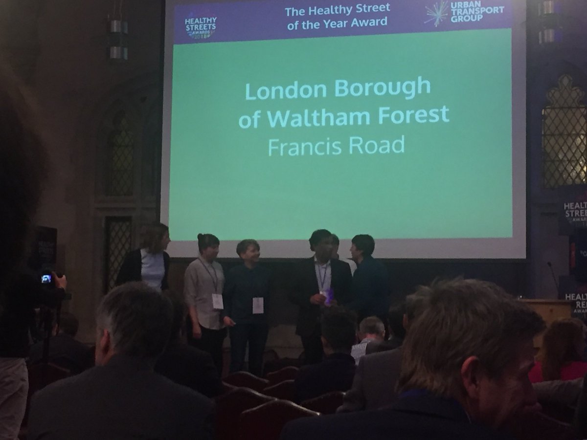<a href="/wfcouncil/">Waltham Forest Council</a> #wfminiholland #FrancisRdE10 wins #HealthyStreetoftheYear @ #HealthyStreetAwards Chuffed <a href="/venner_leyton/">Venner</a> on hand to help receive the award! <a href="/WeSupportWFMH/">Better Streets Waltham Forest</a> <a href="/london_cycling/">London Cycling Campaign</a>