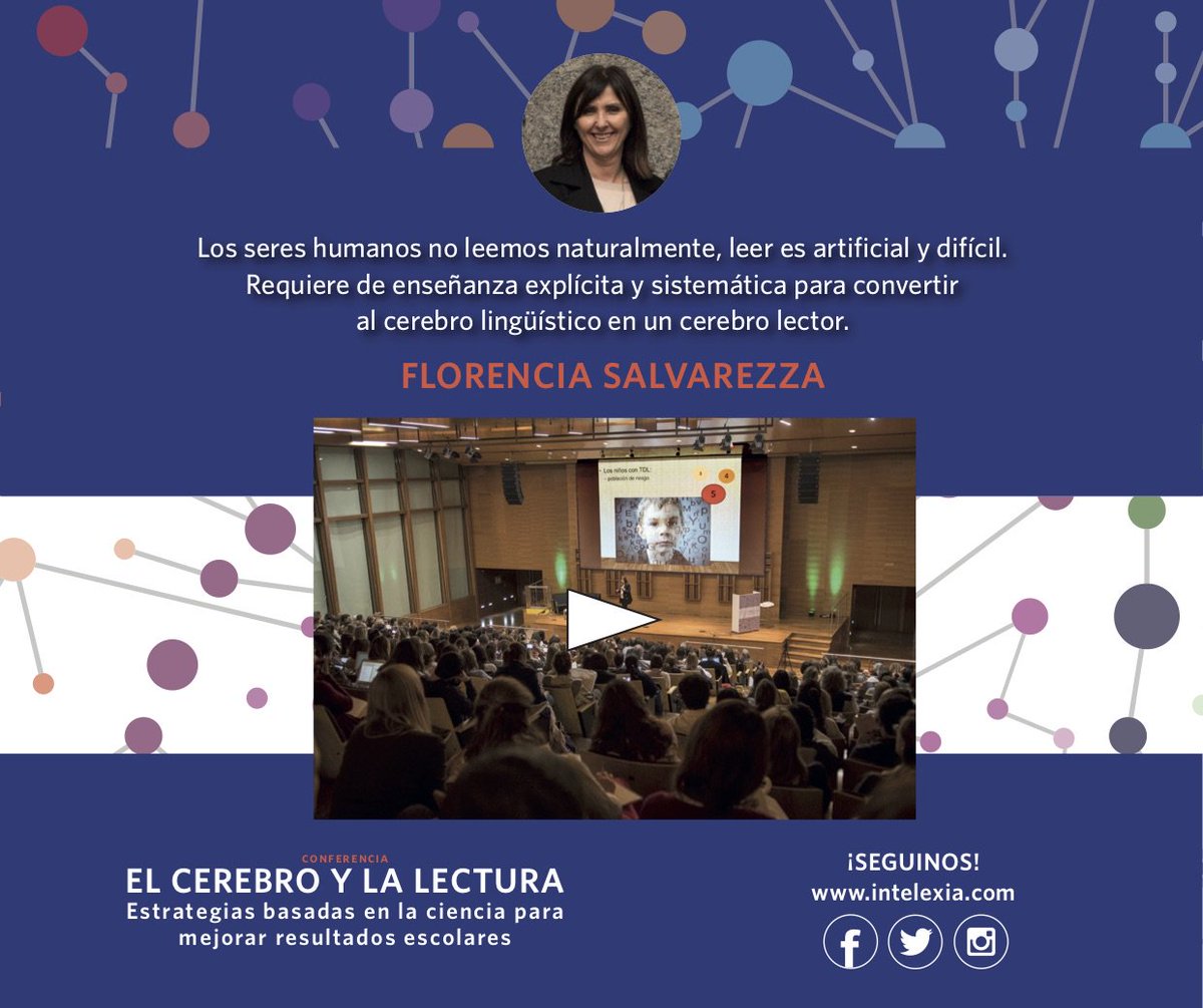intelexia's tweet photo. Aquí podrás ver la presentación de Florencia Salvarezza en la Conferencia El cerebro y la lectura. https://t.co/IV3QXtHewS😀 https://t.co/mWBVGMCddA