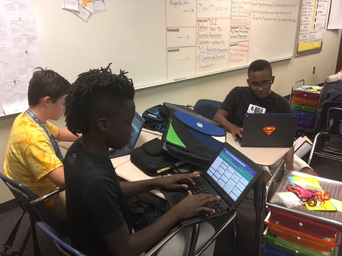 CathleenLacey's tweet photo. When 5th period finishes out Friday strong by writing awesome @Padlet Posts to answer the driving question for the Scientific Revolution indicator! They even referenced their notes! #proud #weWRITEeveryday https://t.co/R7Tu7fZl70