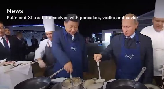 CaviarStar's tweet photo. Putin and Xi Jinping put on the kitchen aprons to enjoy some red caviar and black caviar https://t.co/LRXHsw88Pv https://t.co/AvnRTgmhSk