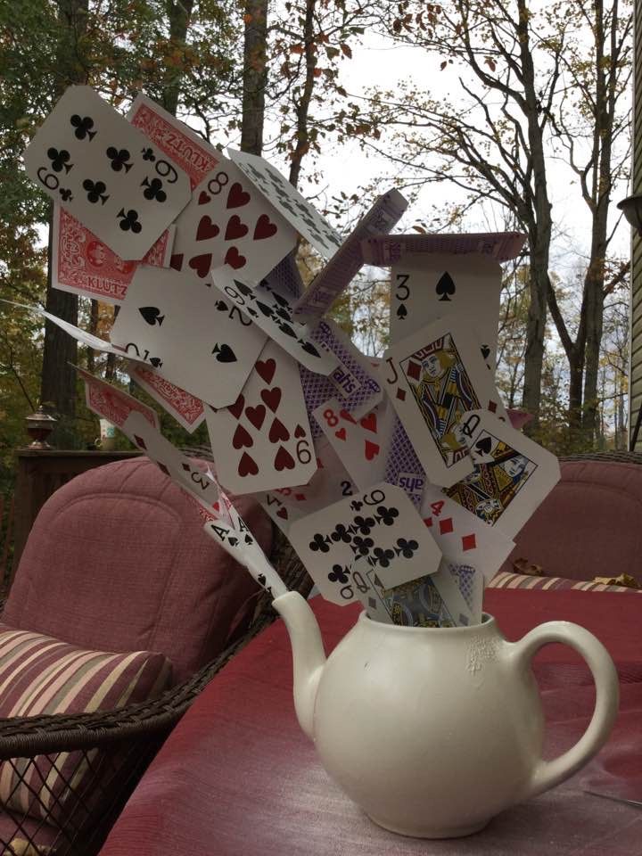 dearjalen's tweet photo. A few decorations from our Madhatter Tea Party campsite for trick-or-treaters at beautiful Spring Mill State Park in Indiana...  

#magic #DisneyMagic #madhatterteaparty #madhatter #aliceinwonderland #springmillstatepark #TeaParty #trickortreat #halloweendecor #DisneyMom https://t.co/ap4IUEoR5E