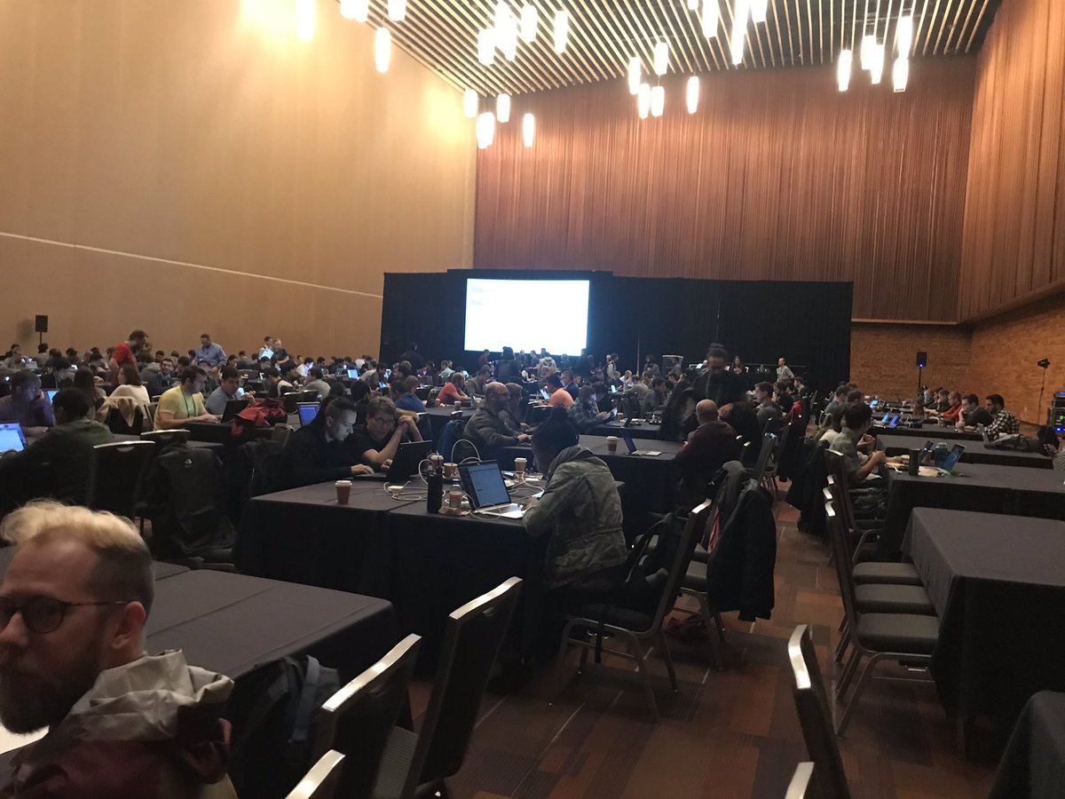 dshaw's tweet image. Hundreds of new @nodejs contributors getting their first commit at Code and Learn #NodeJSInteractive