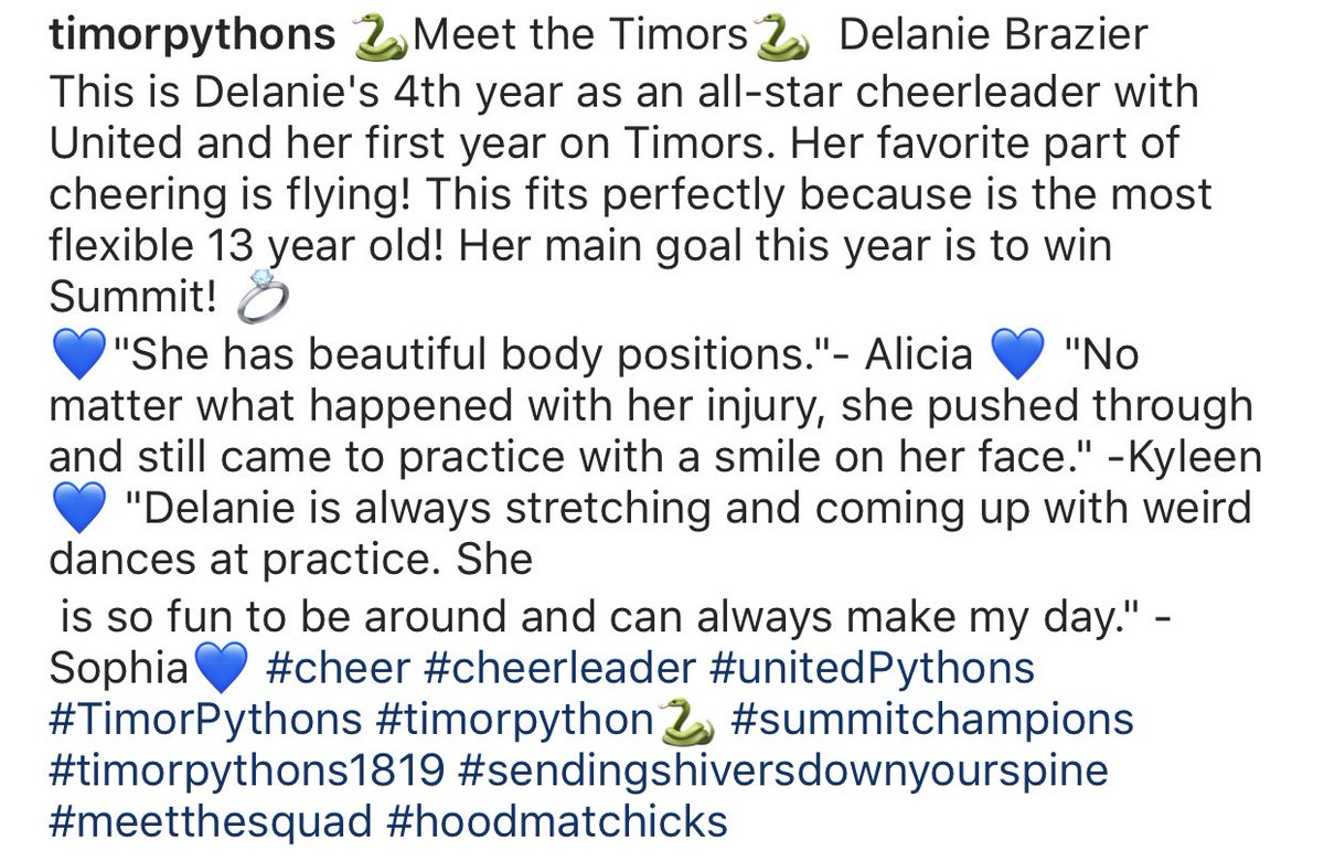 PythonsTimor's tweet image. #cheer #unitedpythons #TimorPythons #Level2cheer #hoodmatchicks #TimorPython1819 #SummitChampions #meetthesquad #allstarcheer