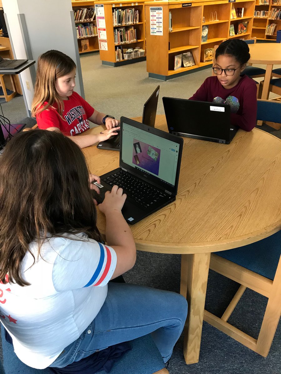 4th graders creating All About Me digital posters ⁦@4thGradeBHES⁩
