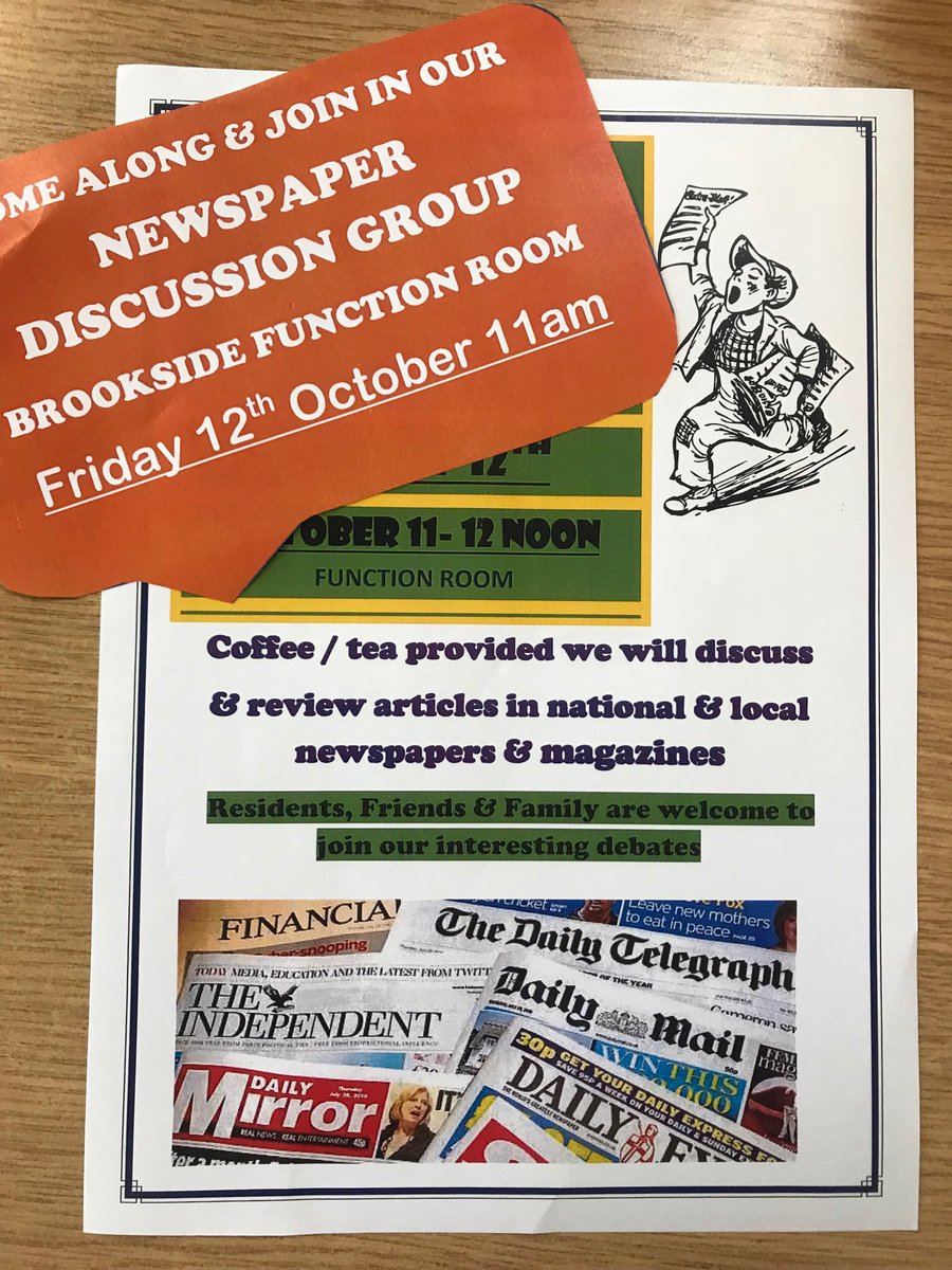 BrooksideEC's tweet image. Residents enjoyed discussing the articles in this weeks newspapers