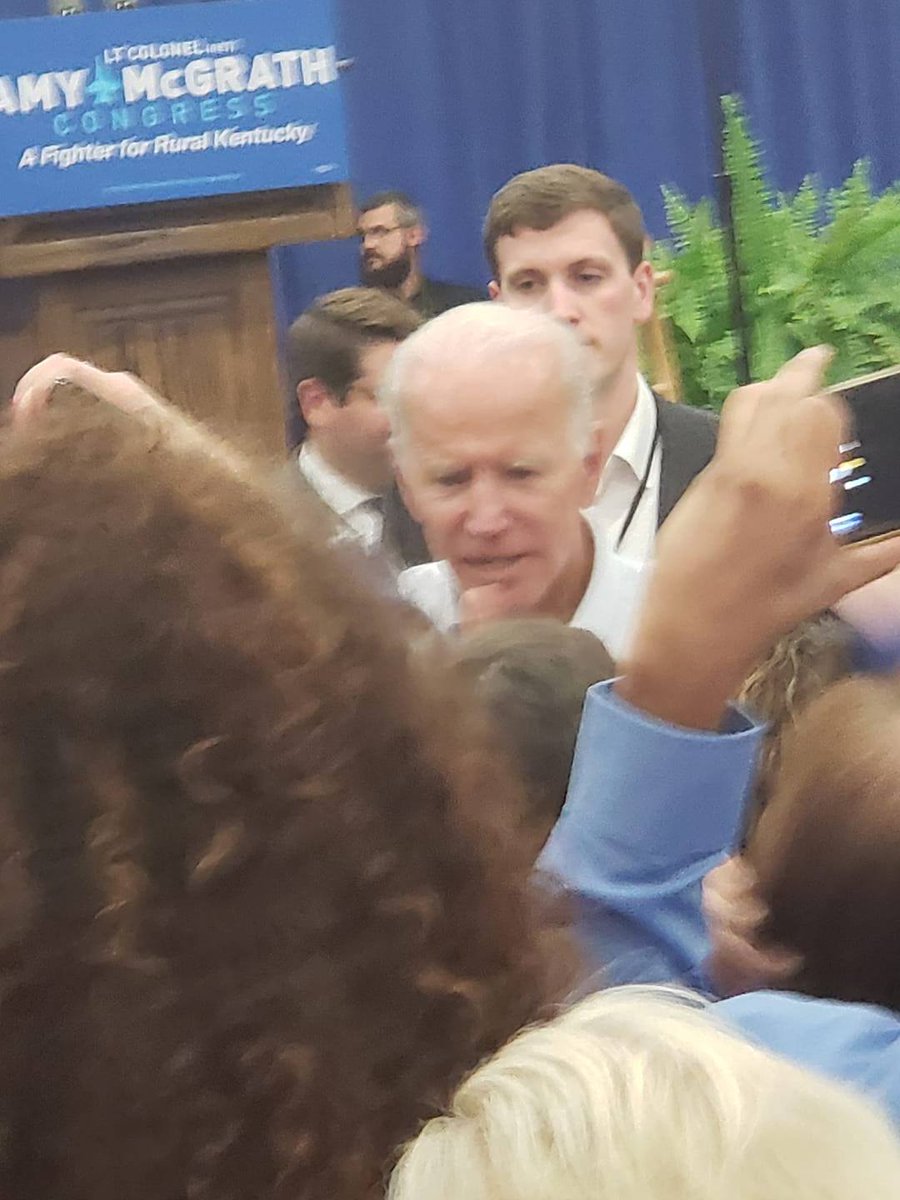 Cluelessbetty's tweet image. I got to see former VP Joe Biden in Kentucky today as he campaigned for @AmyMcGrathKY . The crowd went wild!! #RunJoeRun they yelled! @billmaher @DavidCornDC @amjoyshow @maddow @CNNPolitics @howardfineman @JoeNBC