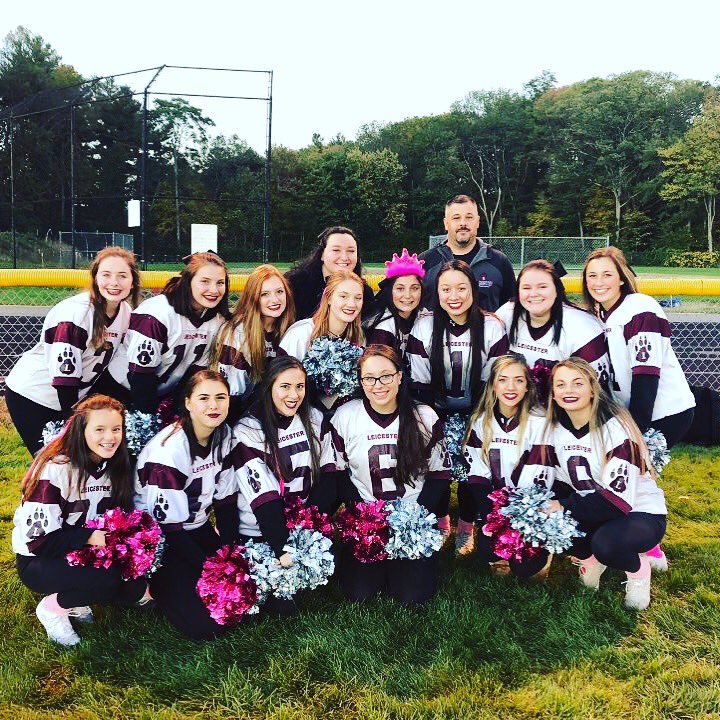 LHS Varsity Cheerleaders not only got Mr. Zawada in a picture, but got him to smile! @LHSWolverine