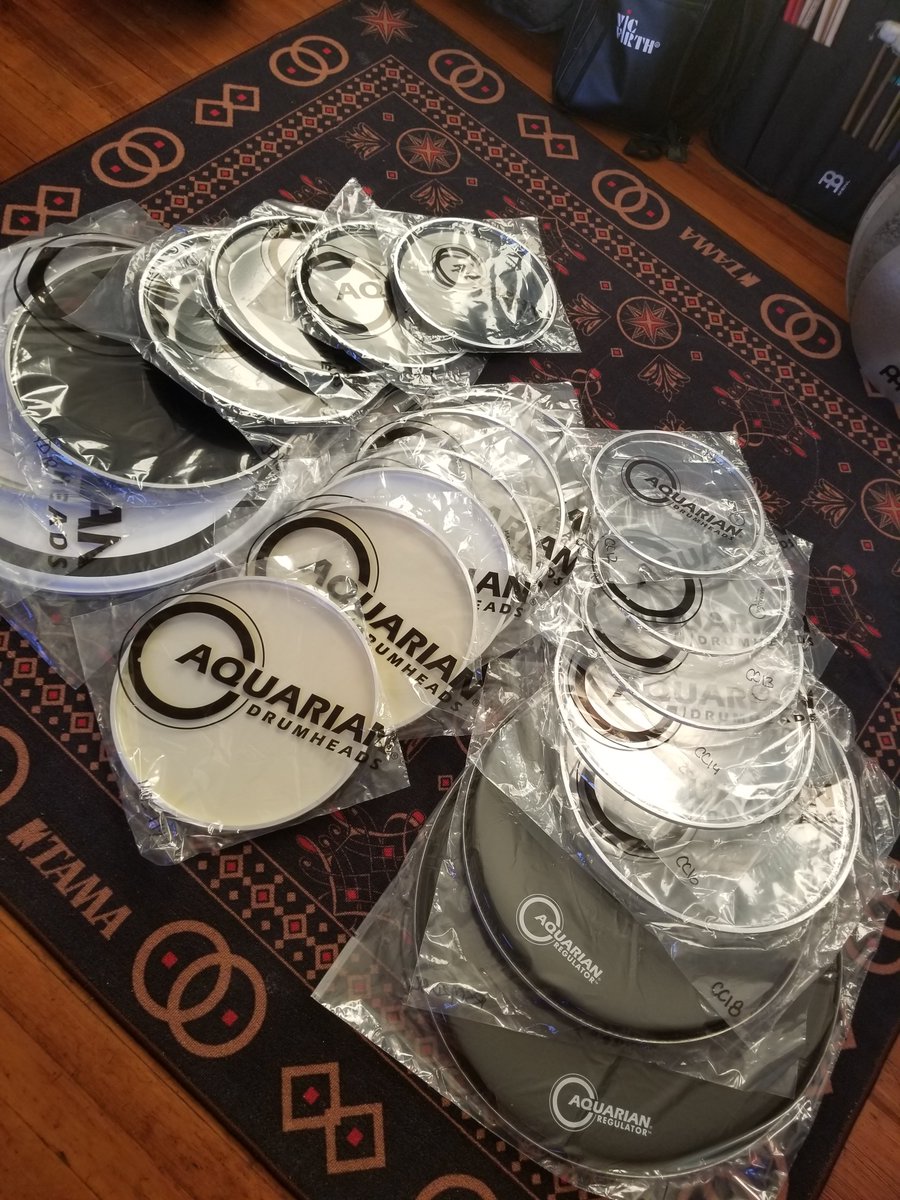 Many thanks to <a href="/AquarianHeads/">Aquarian Drumheads</a>  for the gear today.  It's time to equip the kit!