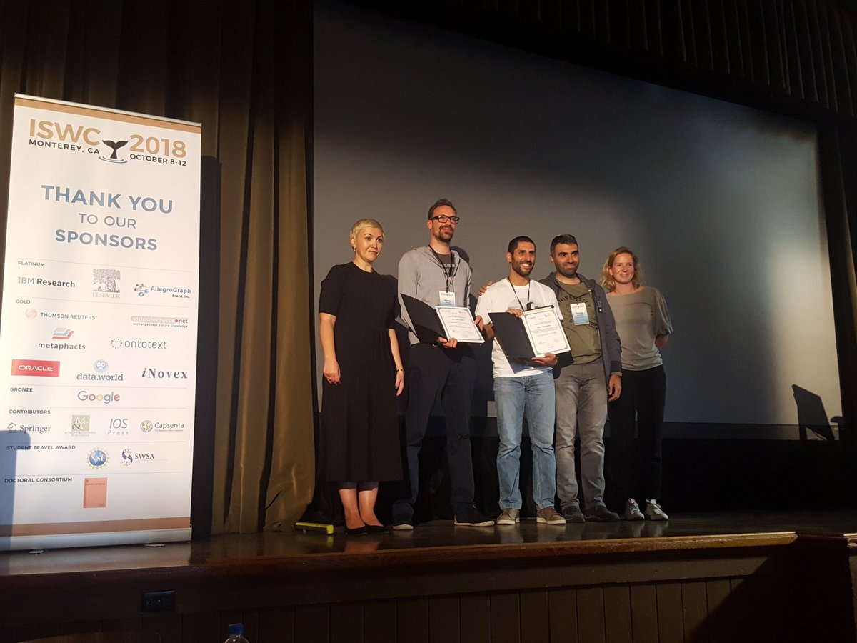 Congratulations to winners of the best poster and best demo award #iswc2018!
