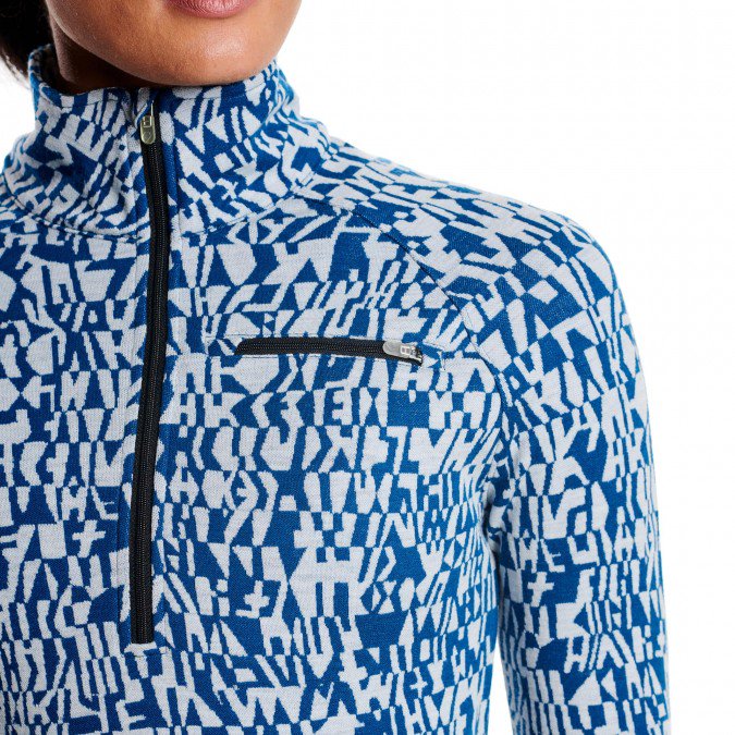 oiselle's tweet photo. Our custom jacquard pattern, Girl Code, comes to life in a sporty #WazzieWool half zip. At the front is a small chest pocket, for storing extras: https://t.co/dQDSiRJPN3 #outerwomen #flystyle https://t.co/Xrn2hoj6ip