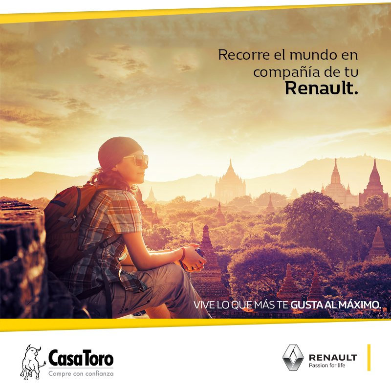 CasaToroWeb's tweet photo. Renault te acompaña en todos tus momentos; Recorre todos los kilómetros que quieras en compañía de #CasaToroRenault, respaldo y confianza para tu camino. #CompraConConfianza https://t.co/mf1I3HhpyX