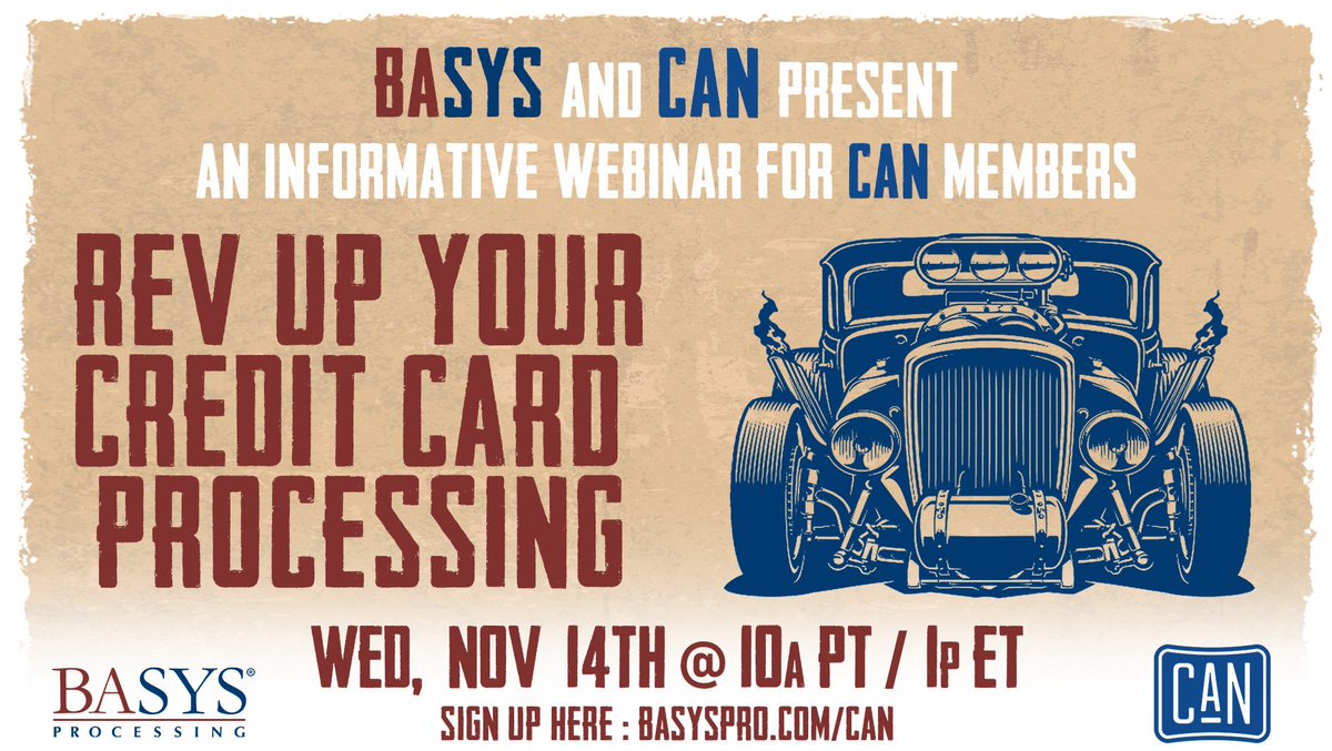 customautontwk's tweet photo. You haven't signed up for the FREE CAN/BASYS webinar! Go register now. #stoppayingtoomuch #creditcard  #automotiveawesome #FreeWebinar https://t.co/rdcDfP5D4z