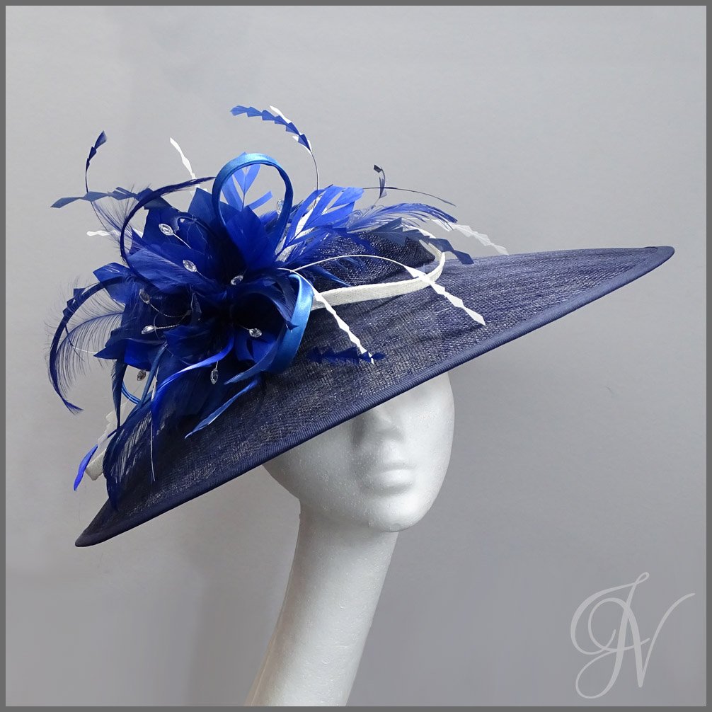 Elegant navy sinamay hatinator/disc 