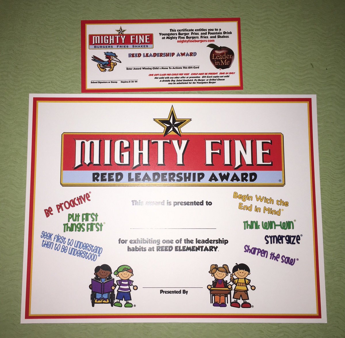 OlsenHasClass's tweet image. .@mightyfinetx So sweet! One of my former #kinder students (now in 1st) made me a Mighty Fine Leadership Certificate like the ones we give away to students. 💖😁#7habitsofhappykids #leaderinme #TLIM @Reed_Elem @LeanderISD  #MadeMyDay 💖💖💖💖💖