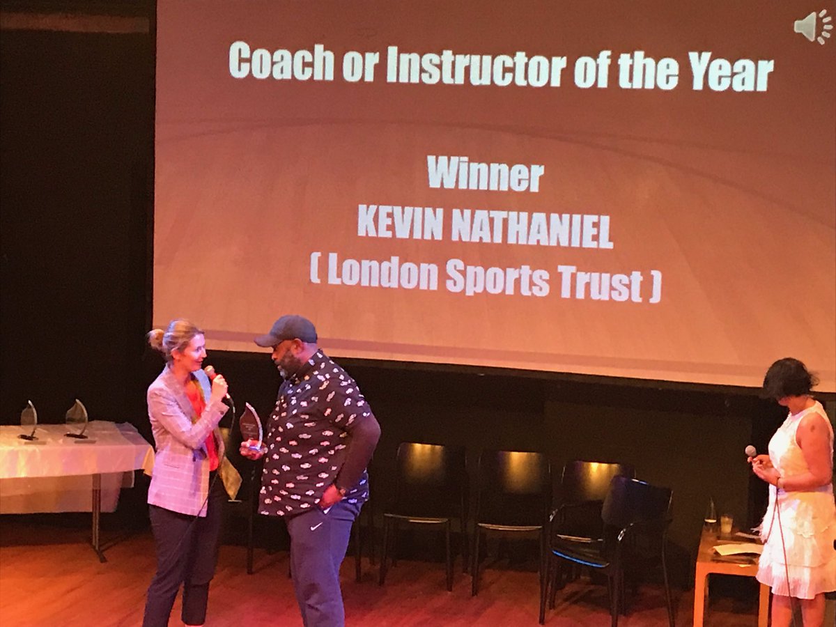 LdnSportsTrust's tweet photo. WINNER well done Kevin Nathaniel. Coach of the Year at LBHF sports awards. LST legend ⁦@footiecardgame⁩ ⁦@LBHF⁩ ⁦@ywestfound⁩ ⁦@sallykettle⁩ ⁦@StreetGames⁩ https://t.co/XpMm2ElhrC