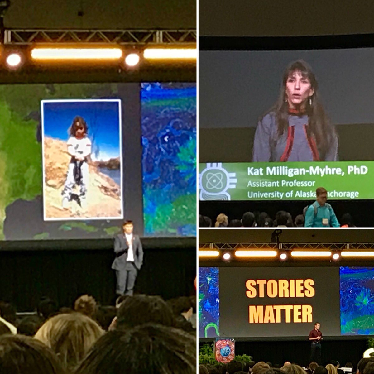 Ray_L_Allen's tweet image. Dr. Esposito + @edyong209 +@Napaaqtuk = Best keynotes ever at @SACNAS2018 for SciComm, Native Scientist, and Queer in STEM goals!! 👏🏽👏🏽👏🏽
#SciComm #NativeScience #QueerInSTEM