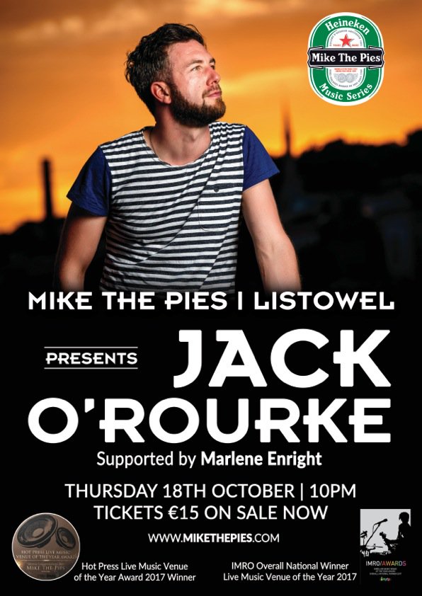JackORourkes's tweet photo. I play @MikethePies Listwowel with my band - Thursday 18th October - special guest @marlenenright - expect some new tuuuuuneage - tickets here https://t.co/DfsyIGaDlx #listowel #irishmusic #jackorourke #mikethepies https://t.co/Fg5guvE7At