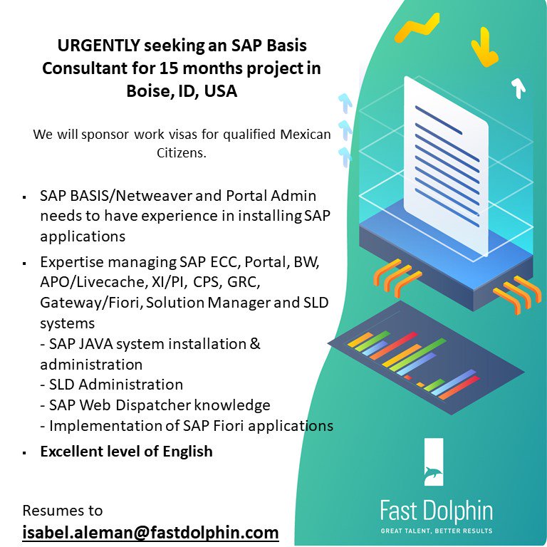 fastdolphin's tweet image. #SAPBasis #SAPNetweaver for a 15 month project in Boise, ID, USA. English required #ITJob #IT Apply: ia@fastdolphin.com