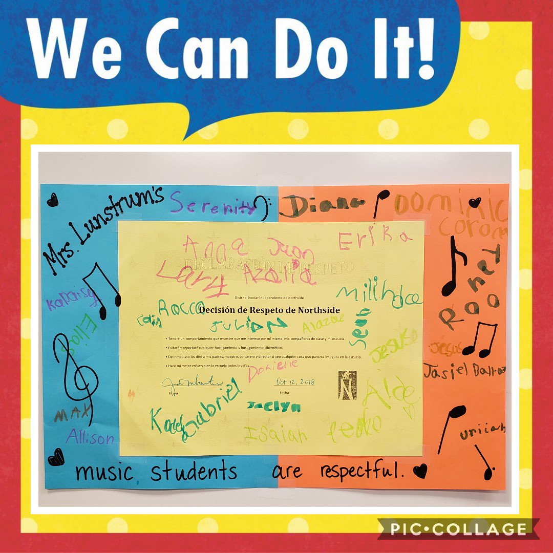 judi_lunstrum's tweet photo. Declaration of Respect in the music classroom. We CAN do it! We CAN be respectful... it's a win-win for everyone😊 @NISDCable @NISDCounseling @RCarrizales80 #thisiscable #DeclarationofRespect https://t.co/ftxizCdvBA