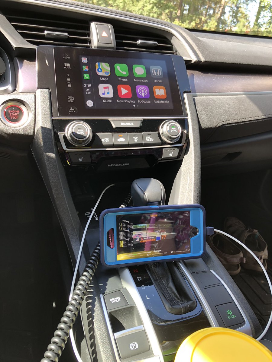 Muttball's tweet photo. When you are at #MotulPLM but your feet hurt so much you cool off in the car and enjoy the broadcast on @IMSARadio @BrightBlueStang https://t.co/LZSCrnBzMF