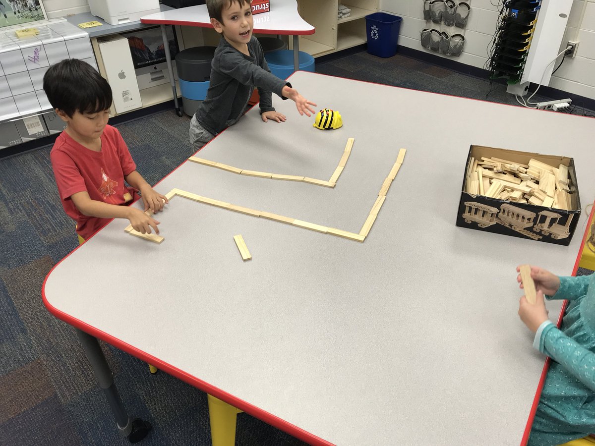 MrPicard_HES's tweet photo. Todayโs #BeeBot kindergarten challenge: build a maze using @KEVAplanks and program #BeeBot to make it through. #HappyHillendale #HESTech https://t.co/aWSeAPVYCj