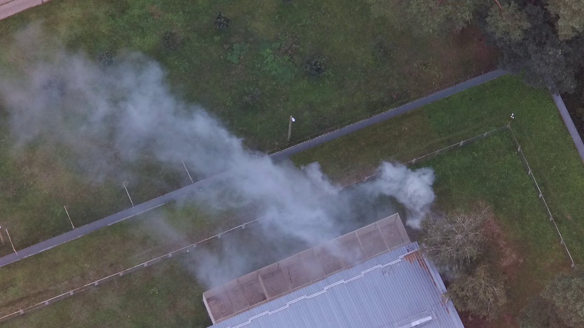 severbat's tweet image. Secure facility. The guard is warned about the training “terrorist” attack 2 weeks befor the event. Two suspicious people suddenly appear at the fence and “attack” the object. The building is "on fire".  Suspicious people freely leave the object.