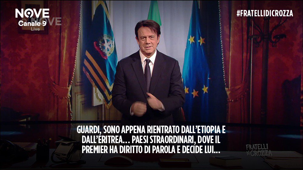 fratellicrozza's tweet photo. Ah, il fascino esotico ha stregato anche #CrozzaConte… #FratelliDiCrozza https://t.co/bEVEo31LTH