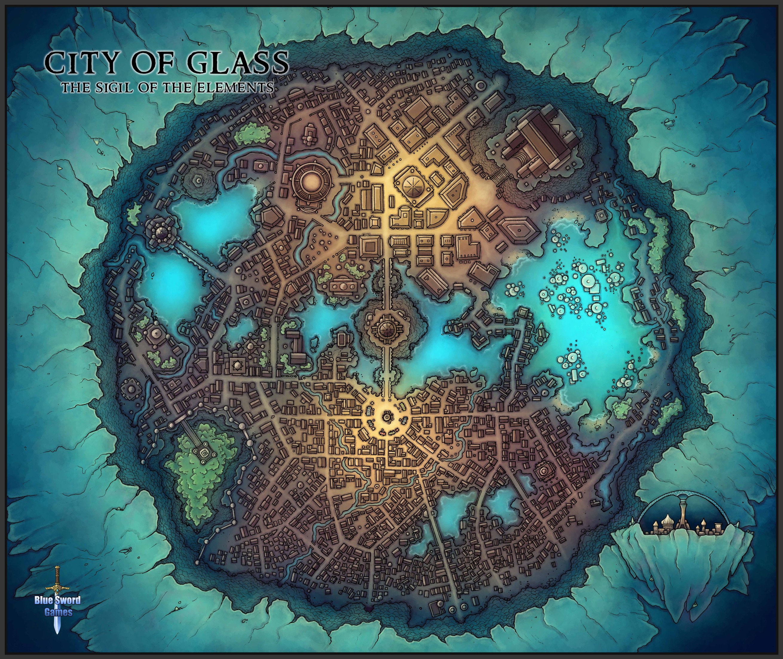 D D Underwater City Map Caeora On Twitter: "My Version Of The City Of Glass Is Finally Done, Its  Been A While Since I First Started Showing Off The Line Work But I'm Really  Happy To Share