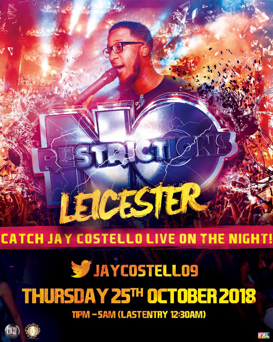 HubOfEnts's tweet photo. Catch Mr Saucee @JayCostello9 Going Insidee With @MC_Tino Live At #NoRestrictionsLei On Thursday 25th October 2018! ⚡😈🔥

•£50 #SplitInTheMiddle Challenge💃🏽
•£50 #ShakuShaku Challenge🕺🏾
•Physical Tickets Now Available In LEI, BIRMS &amp; NOTTS (DM📲)

🎫: https://t.co/pOV2aoDDpB https://t.co/ub44AAMgJU