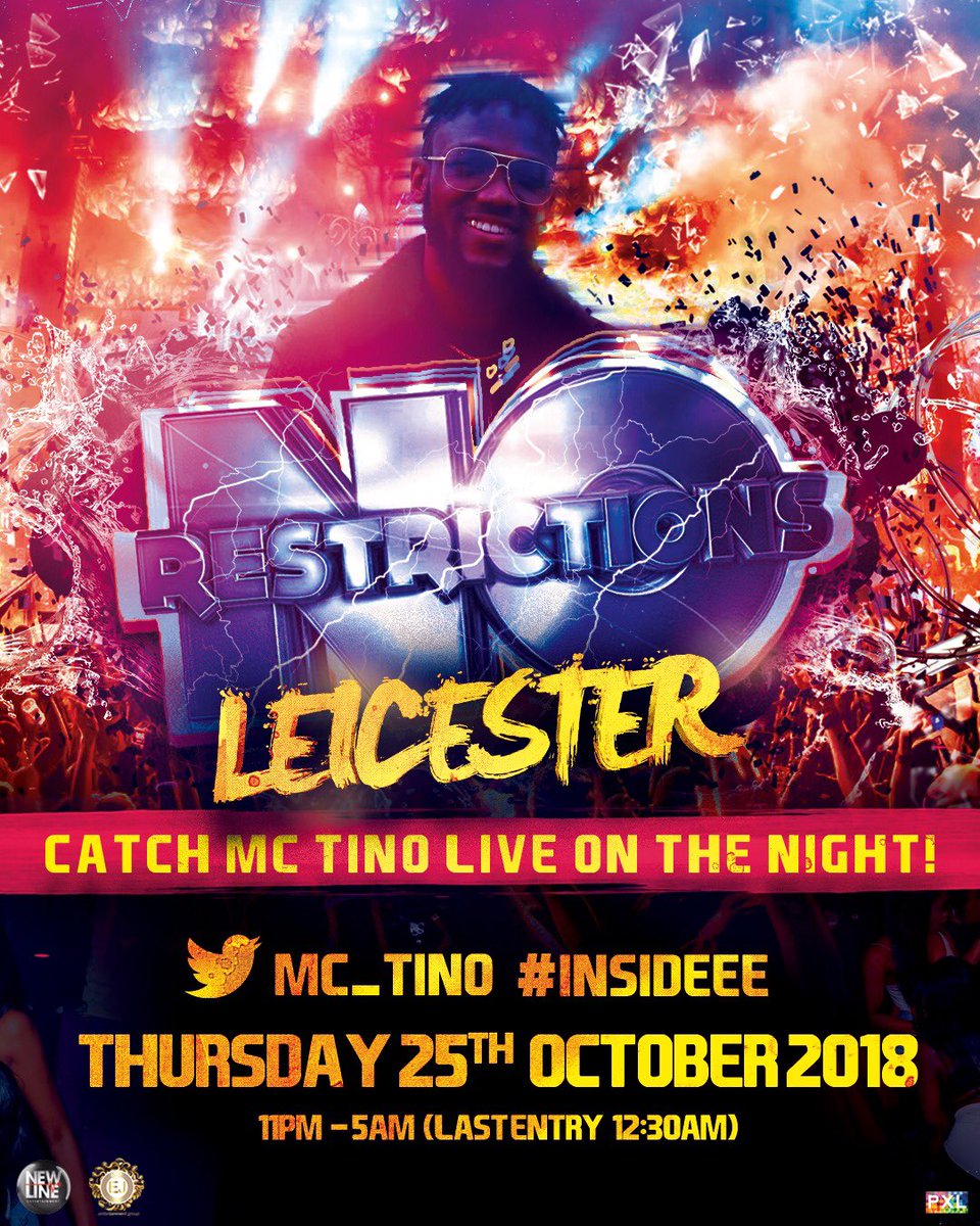 HubOfEnts's tweet photo. Catch Mr Saucee @JayCostello9 Going Insidee With @MC_Tino Live At #NoRestrictionsLei On Thursday 25th October 2018! ⚡😈🔥

•£50 #SplitInTheMiddle Challenge💃🏽
•£50 #ShakuShaku Challenge🕺🏾
•Physical Tickets Now Available In LEI, BIRMS &amp; NOTTS (DM📲)

🎫: https://t.co/pOV2aoDDpB https://t.co/ub44AAMgJU