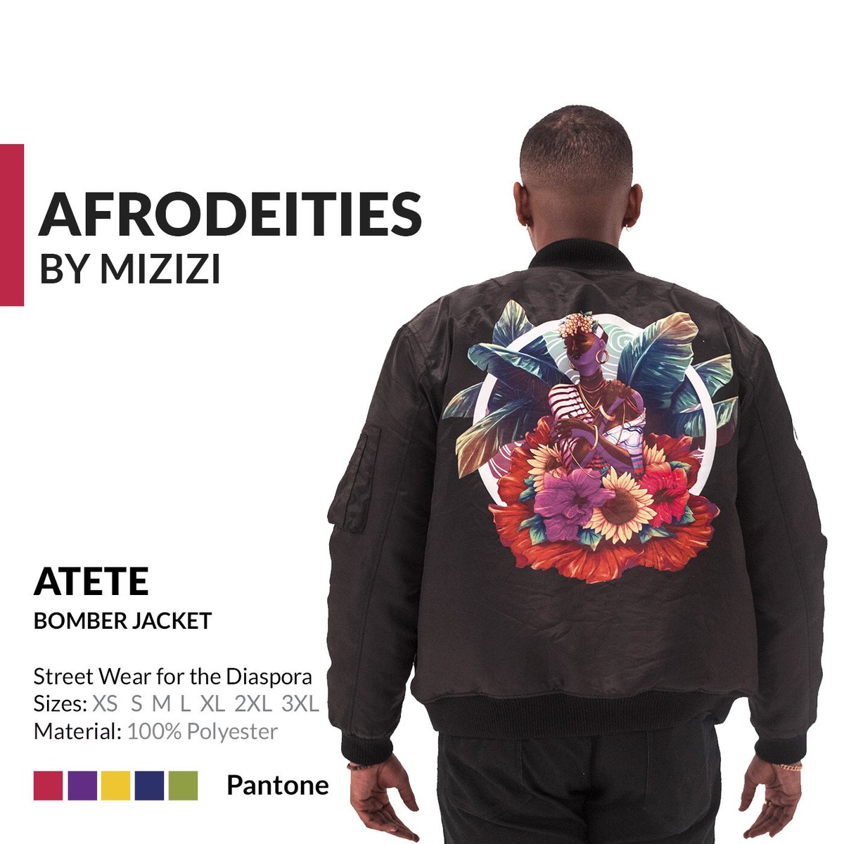 mizizishop's tweet photo. 10/14 - 7pmEST ✨
Designed by @tajfrancjs and @kokabzb, our Afrodeities Bomber Collection features #Atete the Oromo goddess of harvest, #Yemoja the Yoruba goddess of the Ocean, #Isis the Egyptian goddess of the divine feminine, #Mbaba the Zulu goddess of rain and agriculture. https://t.co/mDSIU0zOdl