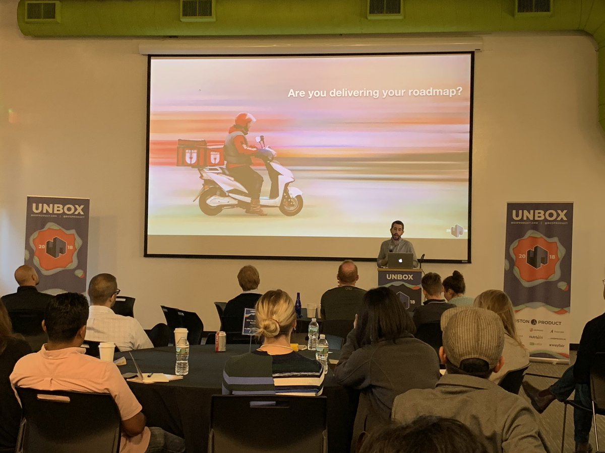 bosproduct's tweet photo. Product management is a pure leadership role, because no one reports directly to you. You have to get everyone to buy into your vision, and that requires leadership. #unbox2018 https://t.co/DJ82odo6Nk