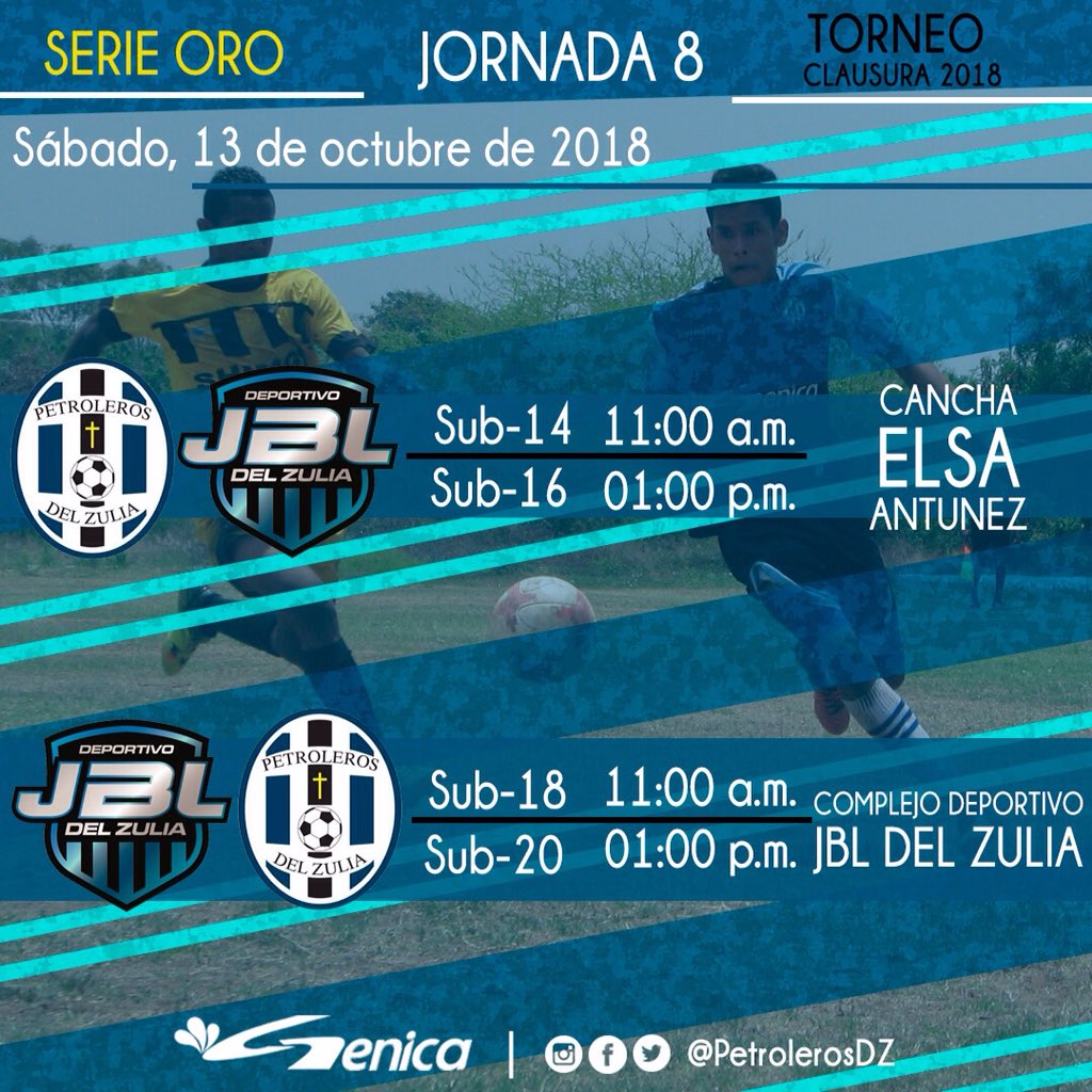 #SerieOroFUTVE | Próximo reto de nuestros juveniles en el #Clausura2018 Jornada 8 ante <a href="/CanteraJBL/">Deportivo JBL</a> ¡VAMOS PETROLEROS! | #PetrolerosDZ #VamosPorMas #FutVe #MesRosa