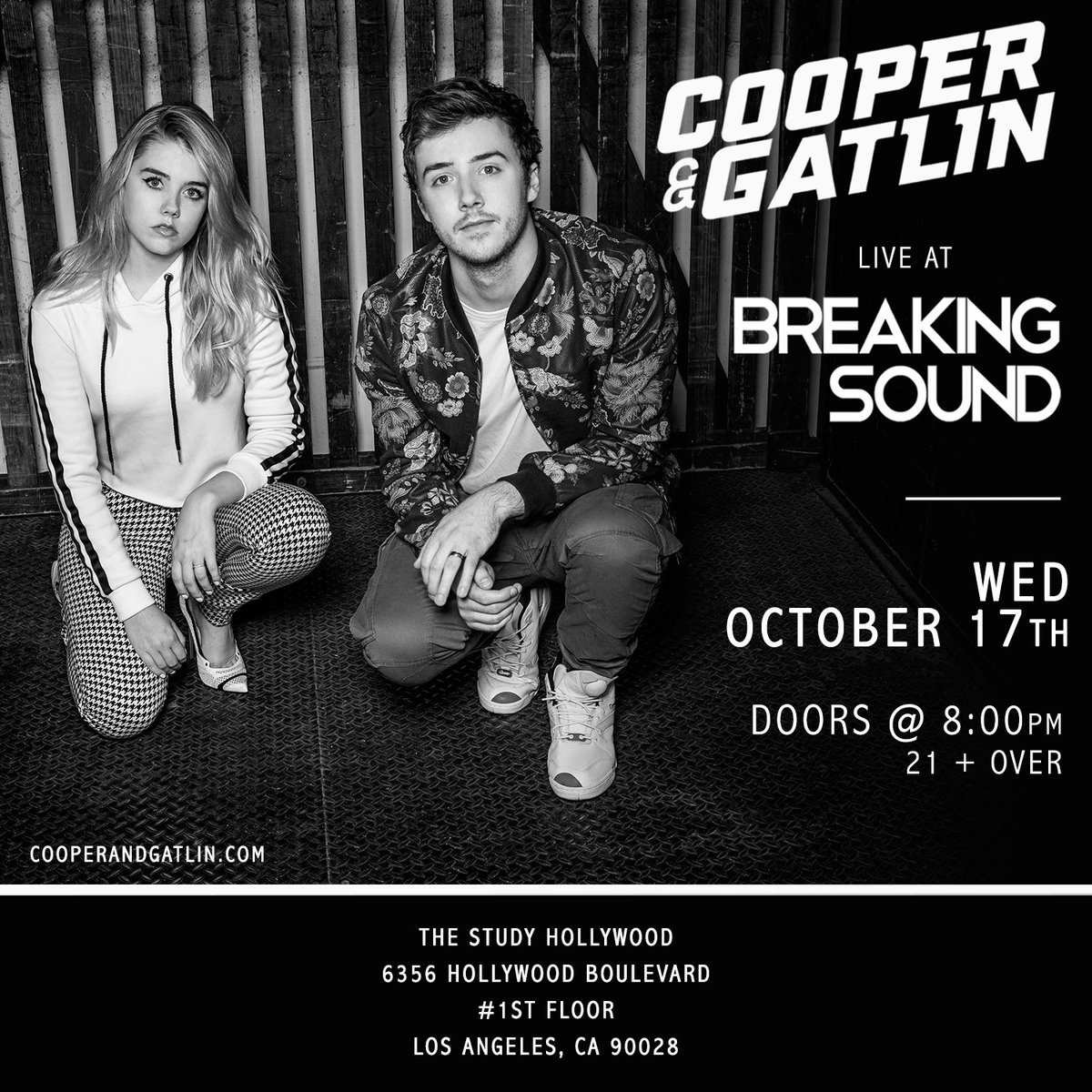CooperandGatlin's tweet image. Just a few days away! We're back in LA to play #BreakingSound at @thestudyhwood on Wednesday with House of Stairs, @outcallsband, Remi Wolf + @KyanPalmer. 

✌🏻 Come and chill: bit.ly/CGTheStudy