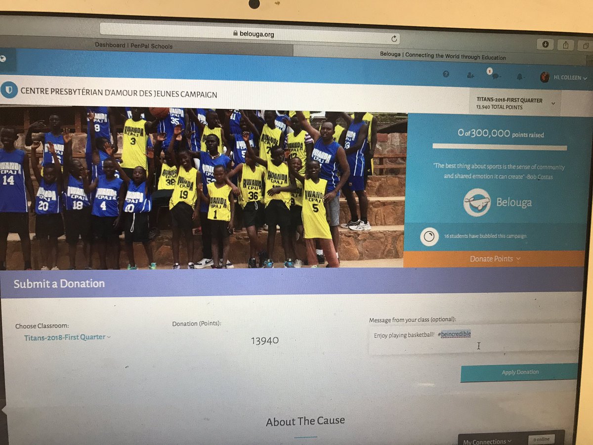 cskiles80's tweet photo. It is the end of first quarter, @TroySouthMiddle #explocultures decided to donated their hard earned @Belouga_ points to support a basketball program in Rwanda! WTG Titans! #SDGs #BelougaImpacts #BeIncredible #moedchat #makeadifference https://t.co/FPKBliFSf0