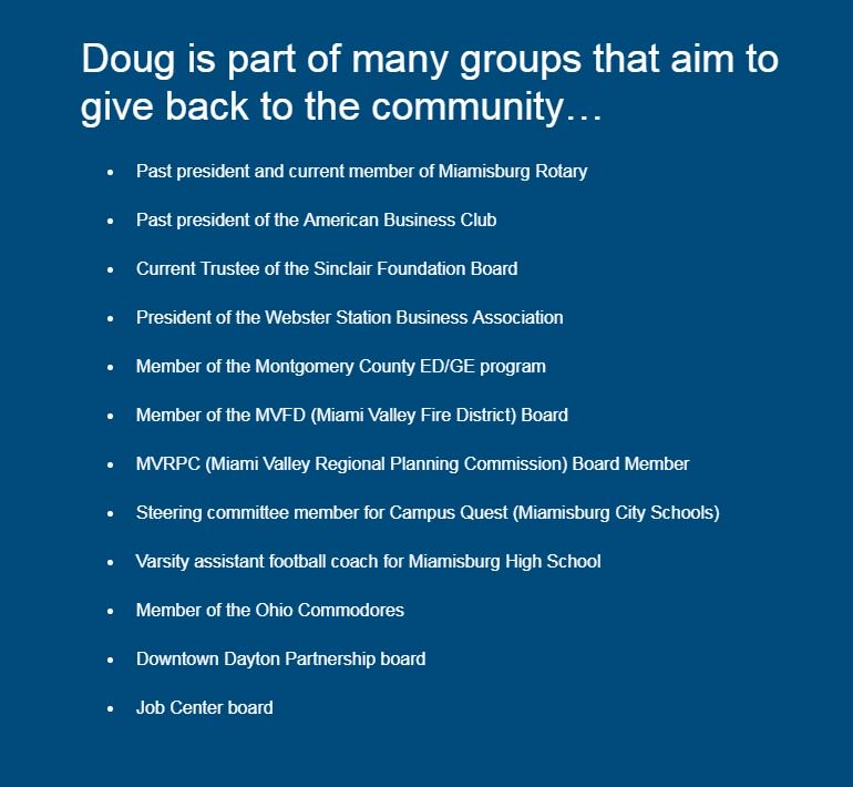 VoteDougBarry's tweet photo. Community involvement counts. Here's how Doug has been involved. 

#BarryForCommish https://t.co/vWsT0XQGuW