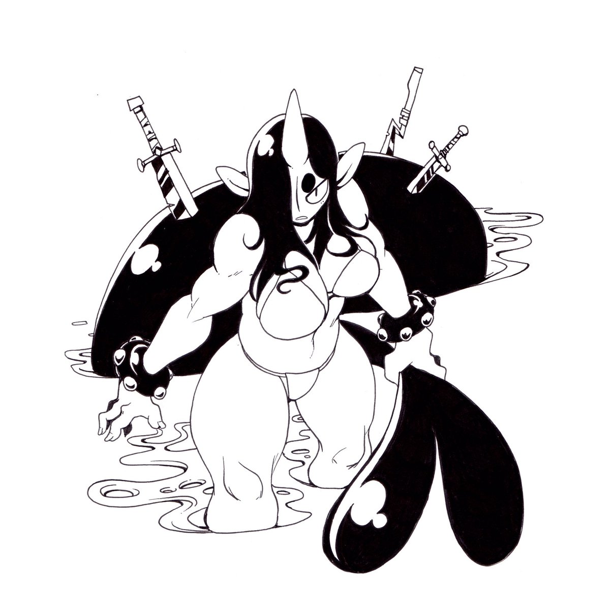 #inktober day 12 - whale! (it was an evil whale, him splash the innocent, much bad) 