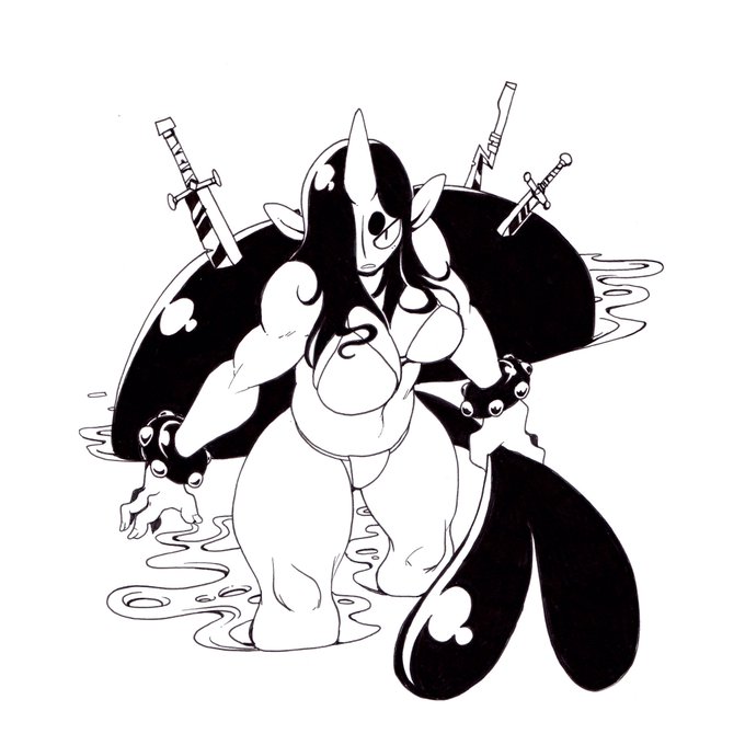 #inktober day 12 - whale! (it was an evil whale, him splash the innocent, much bad) 