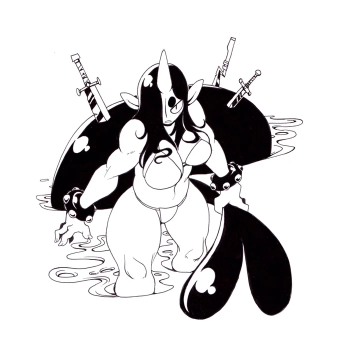 #inktober day 12 - whale! (it was an evil whale, him splash the innocent, much bad) 