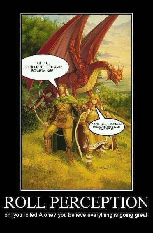 Scarletrogue12's tweet photo. Everything is fine. Dragon what dragon? #DnD #RPG #rollforperception https://t.co/eKyTzDGTVg