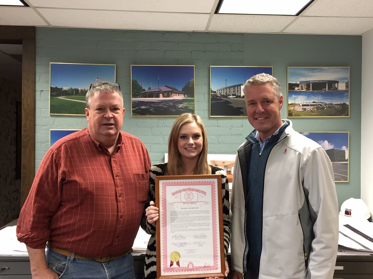 JohnMProos's tweet photo. Pearson Construction Company is celebrating their 100th anniversary this year! President Burt Pearson (3rd generation) and his daughter Greta Pearson (4th generation) are carrying on a proud family tradition! #SWMIComeback https://t.co/1XBtM2Y8OK