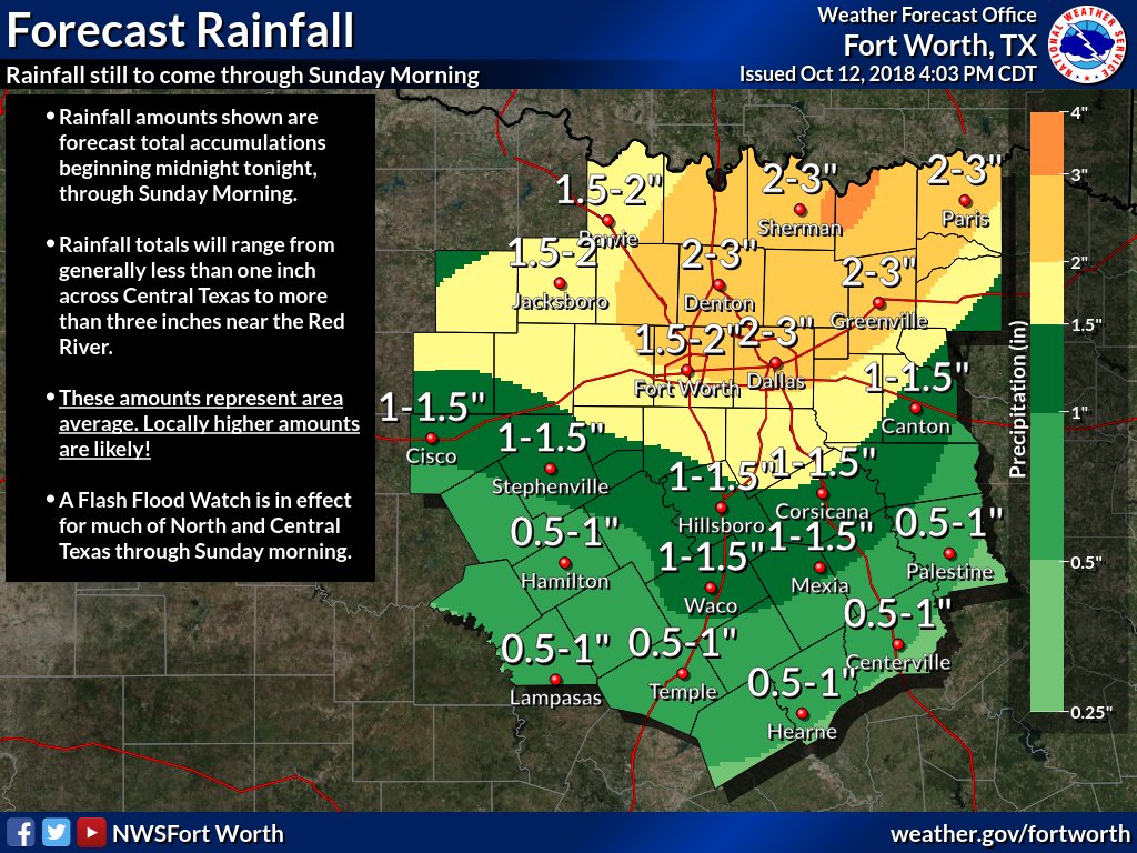 NWS Fort Worth on Twitter "Here's a look at forecast rainfall amounts