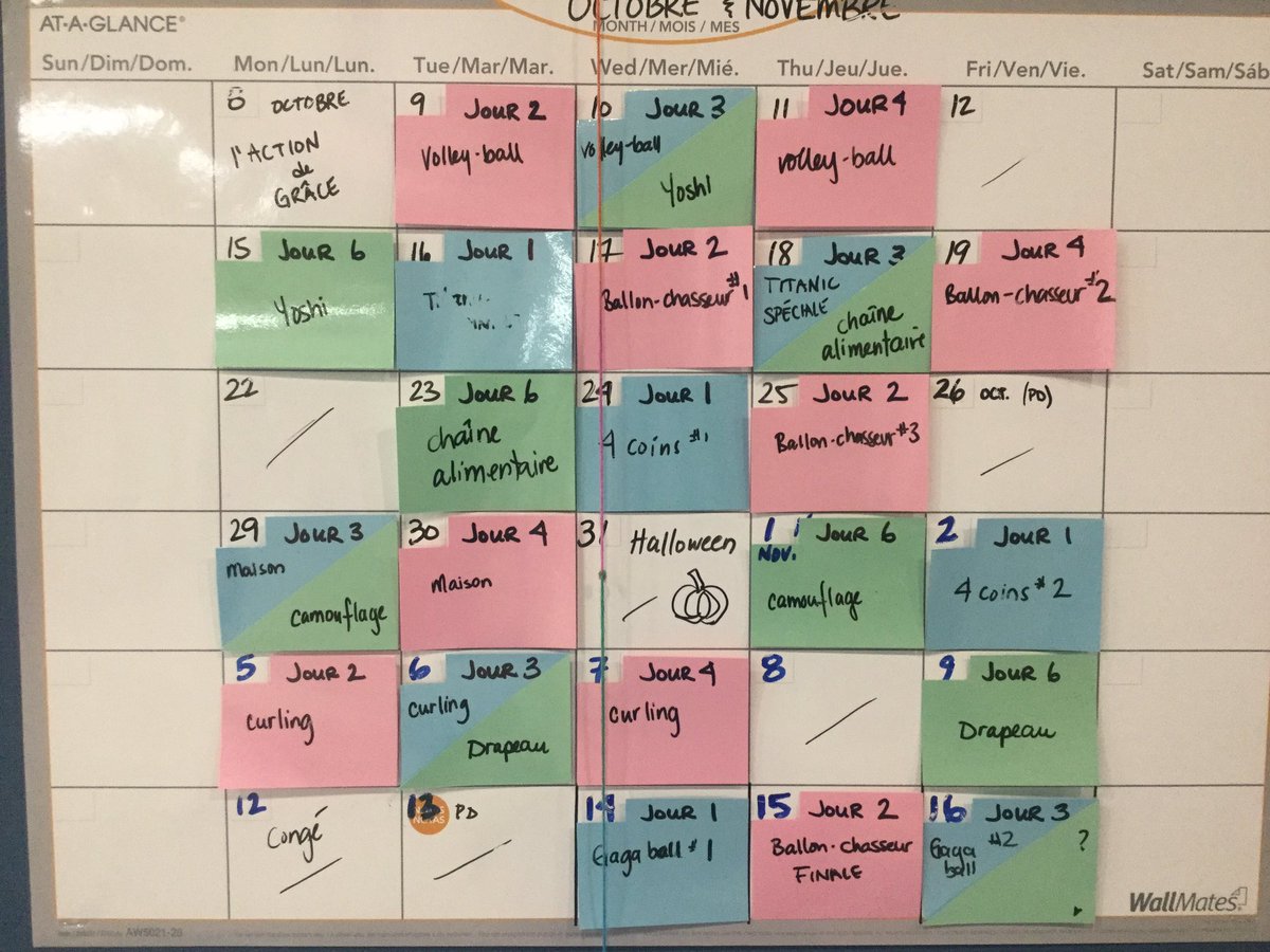 MmePhysEd's tweet photo. Our #elemPE #intramural calendar is up and fully booked! #Games to look forward to #ballonchasseur #yoshi #curling #4corners and more! @CFISPhysEd #CFISpe #CFISactif https://t.co/UBuhKA3wCZ