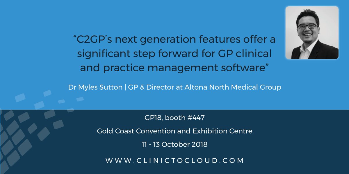 ClinictoCloud's tweet photo. C2GP has been in development for the past 12 months and represents thousands of hours of software development and collaboration with practitioners with an aim to increase consultation efficiency and patient engagement. #GP18gc @RACGP #C2GP https://t.co/tVMrs9Jd5c