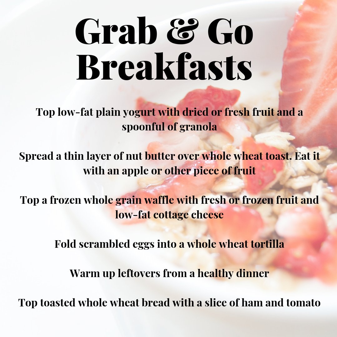 CookingMatters's tweet photo. Both kids and adults need breakfast to have energy and focus, do their best in school and at work, and prevent overeating during other meals. Try these quick grab-and-go breakfast ideas, sure to please the whole family! https://t.co/zNsB6jDKqx