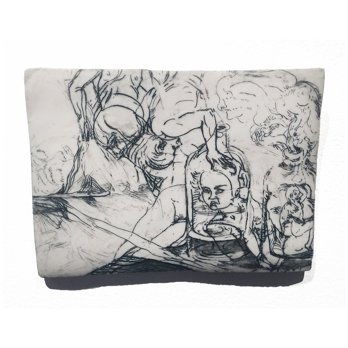 ON VIEW NOW:  Kathleen Skeels displays a vast selection of her porcelain tile drawings alongside her ceramic sculptures.
"Through my art I make intangible worlds tangible.  Art gives me a serious playground that holds me enthralled for as long as it takes to complete the work."