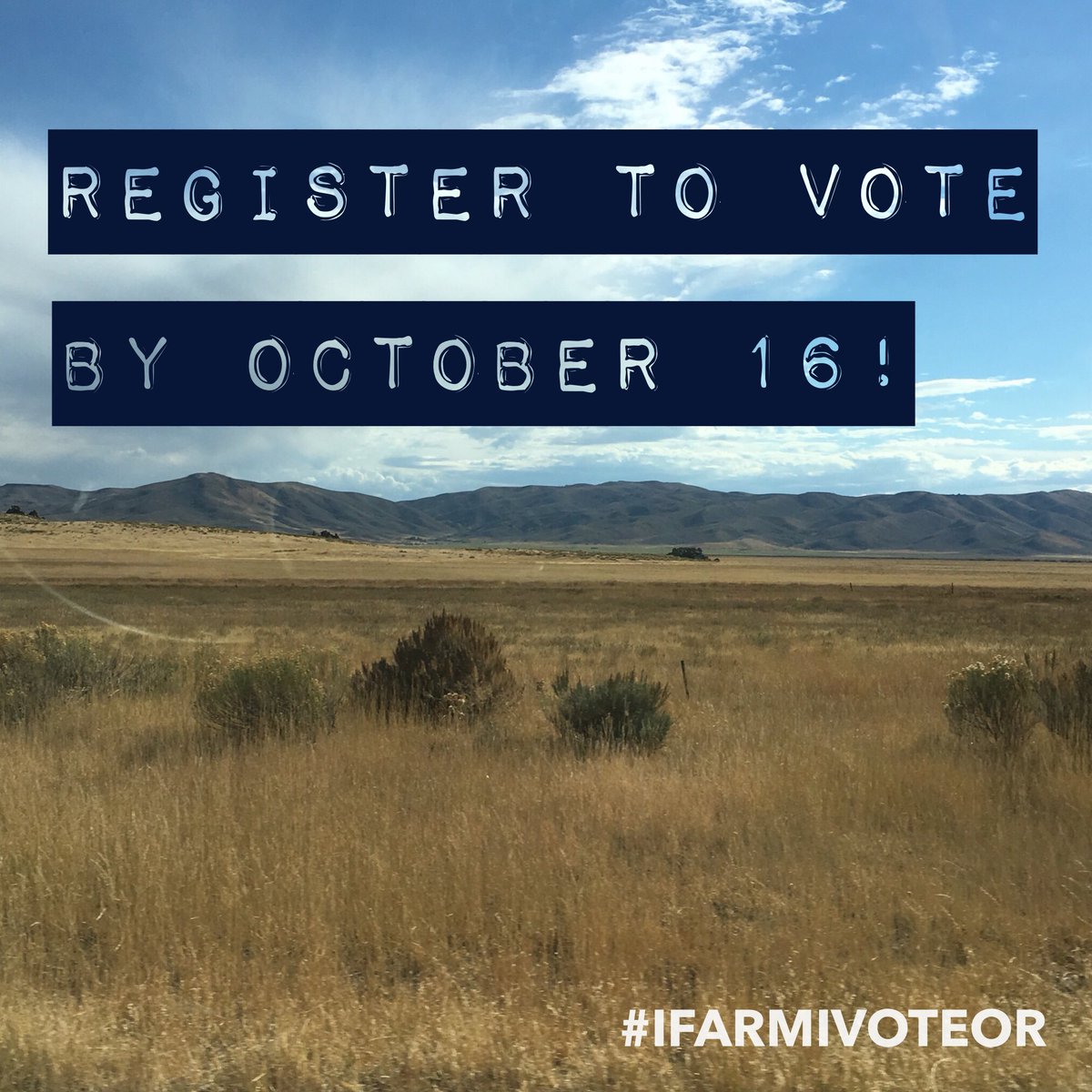 It’s not too late to register to vote in #Oregon #iFarmiVoteOR #Midterms2018 #RegisterAndVote <a href="/OreFarmBureau/">Oregon Farm Bureau</a> <a href="/OFSonline/">OR Food & Shelter</a>