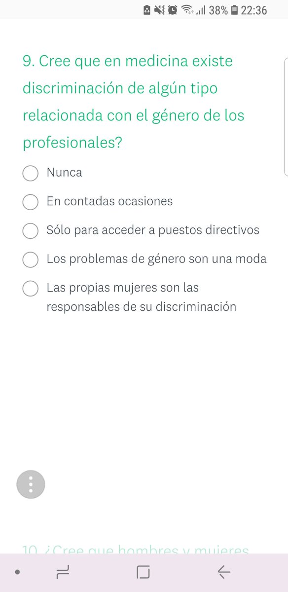 SandraRoblesP's tweet image. #VerguenzaAjena #inequidades
#mujer #OjoAlDato #ultimarespuesta
Encuesta Mujer y Medicina del @ICOMVALLADOLID con idea de llevarlo a la reunión del mismo nombre en Zaragoza aopc.es/mujeresymedici…🤦🏻‍♀
