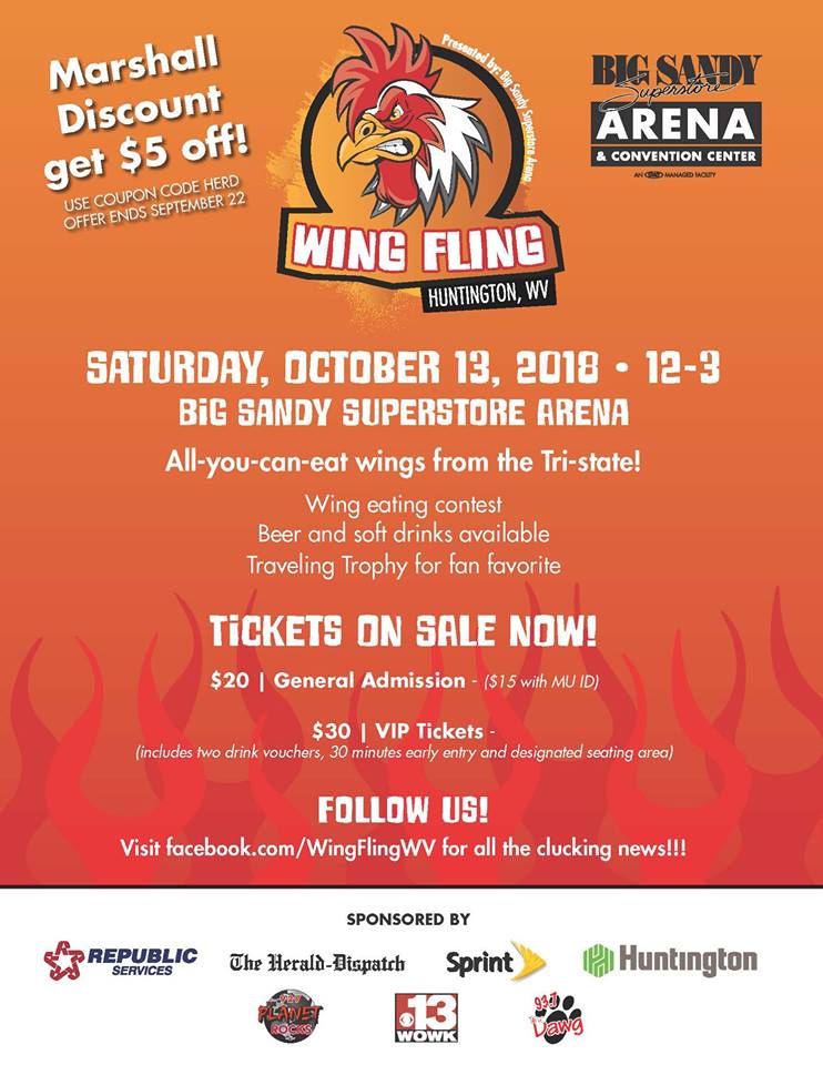 Planet927's tweet photo. Don't miss #WingFling 2018 TOMORROW 10.13 at @BigSandyArena! ALL-U-CAN-EAT Wings from all over the area! Starts at Noon! Tickets avail at the Arena Box Office! https://t.co/cysuU4eqaB